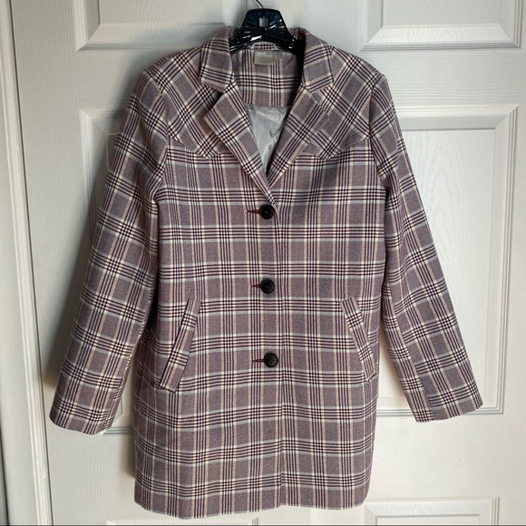 ASOS PURPLE CHECK 3/4 LENGTH JACKET/BLAZER - Picture 2 of 10